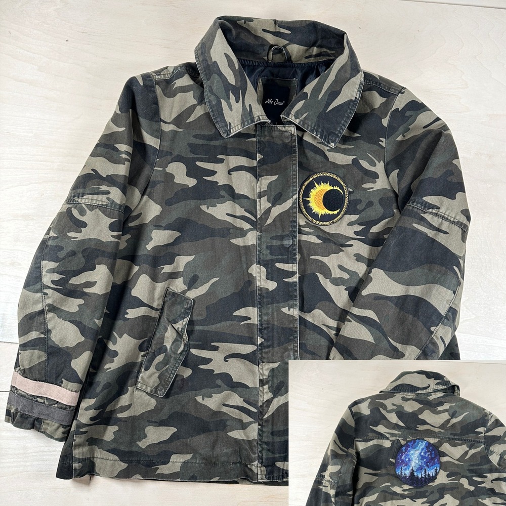 Me Jane Camo Jacket‎ Women's Embroidered Patch Moon Milky Way Sun L Night Sky